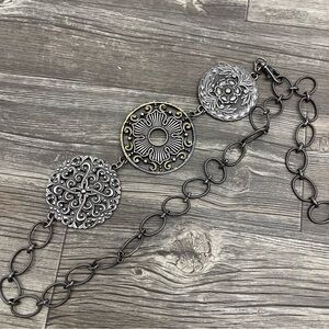 Chico's Silver and Gold Ornate Chain Belt